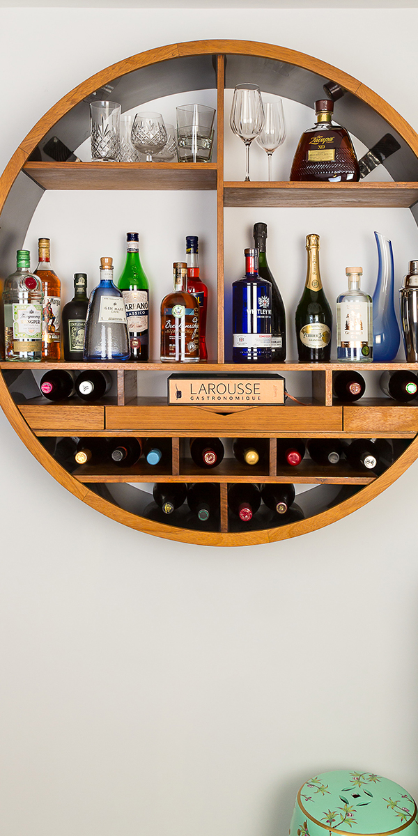 teak and fibre glass bespoke home bar