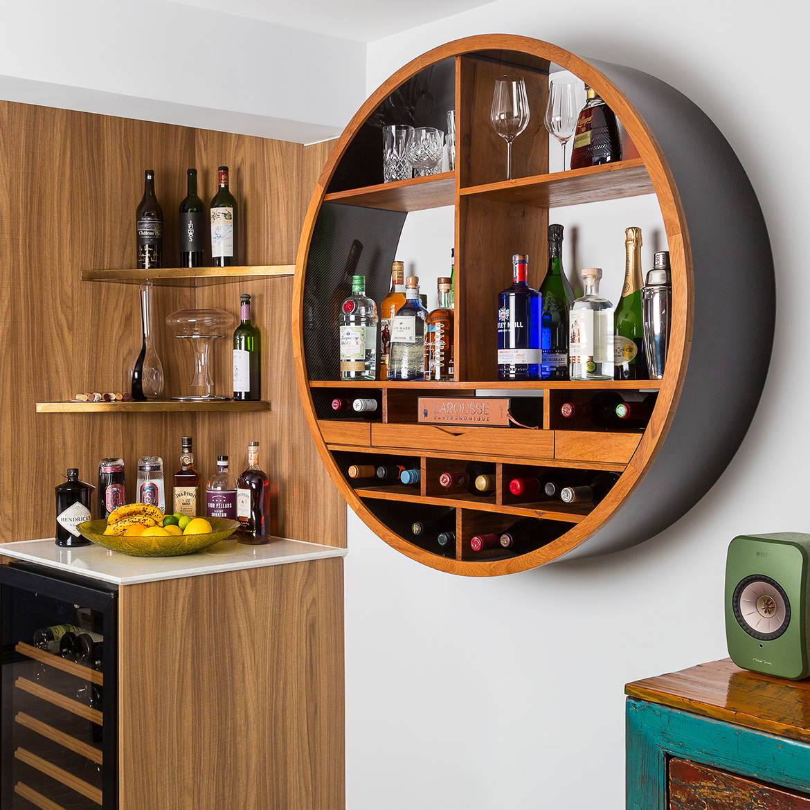 teak and fibre glass bespoke home bar