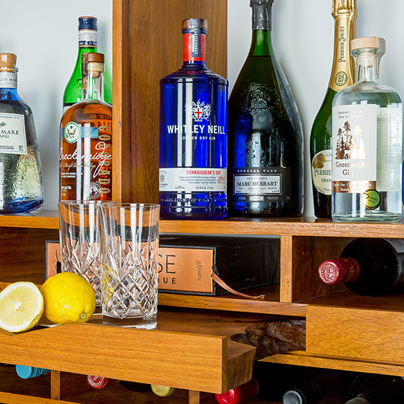 teak and fibre glass bespoke home bar