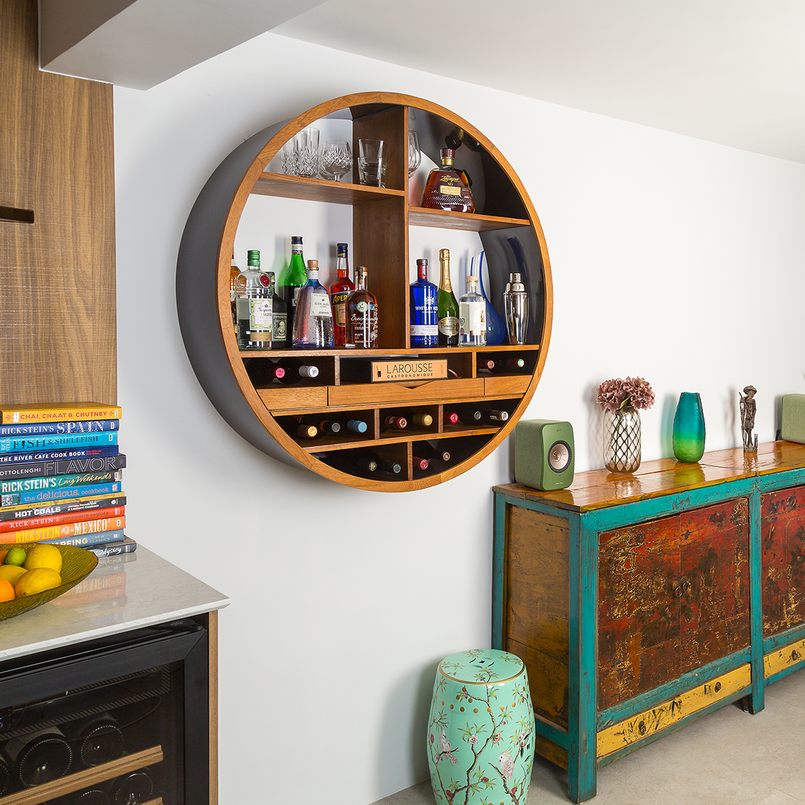 teak and fibre glass bespoke home bar